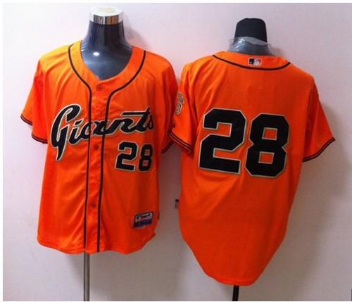 Giants #28 Buster Posey Orange Stitched MLB Jersey